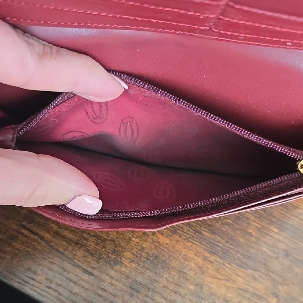 Cartier Maroon Leather Card Holder with Gold Logo - Picture 10 of 12